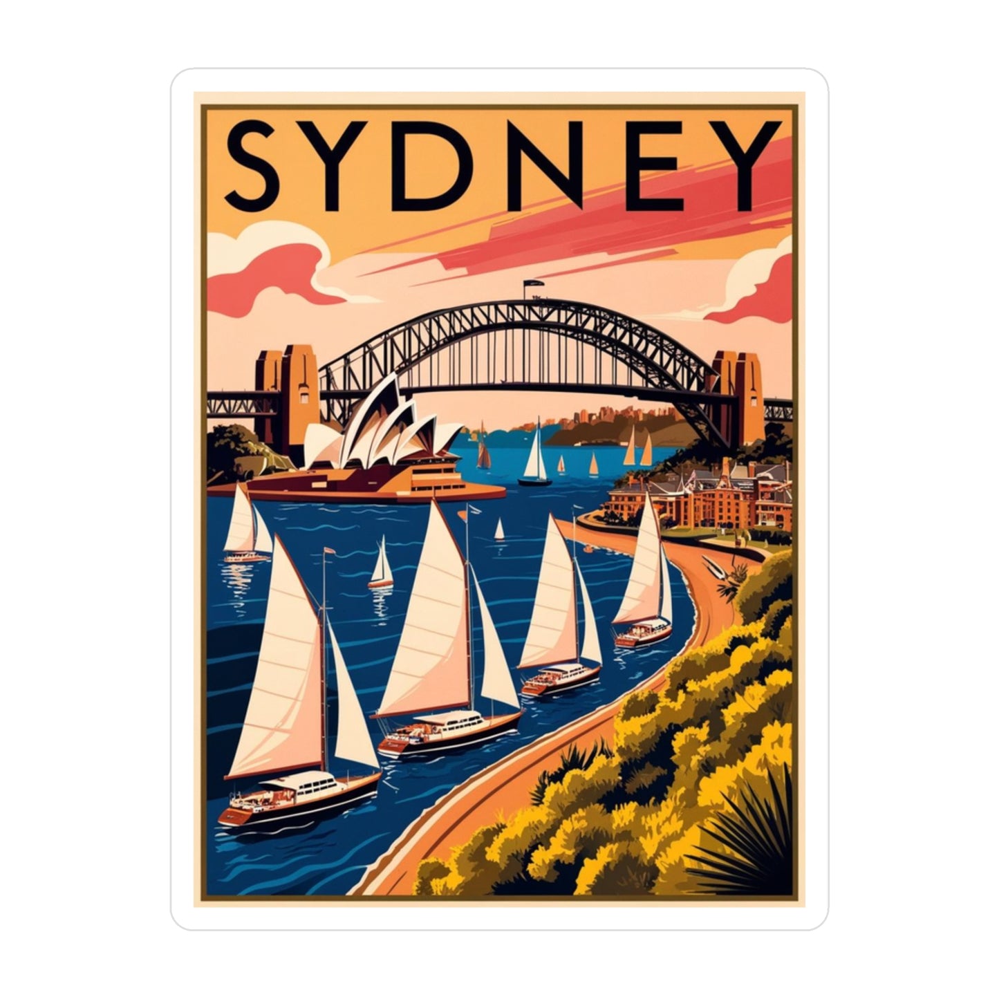 Sydney Australia Travel Sticker - Planner Supplies, Traveler Notebook, Travel Laptop Accessories, Travel Suitcase, Single