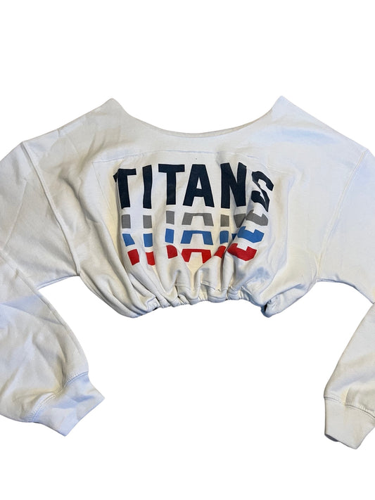 Tennessee Titans Repurposed Drawstring Crop Sweatshirt