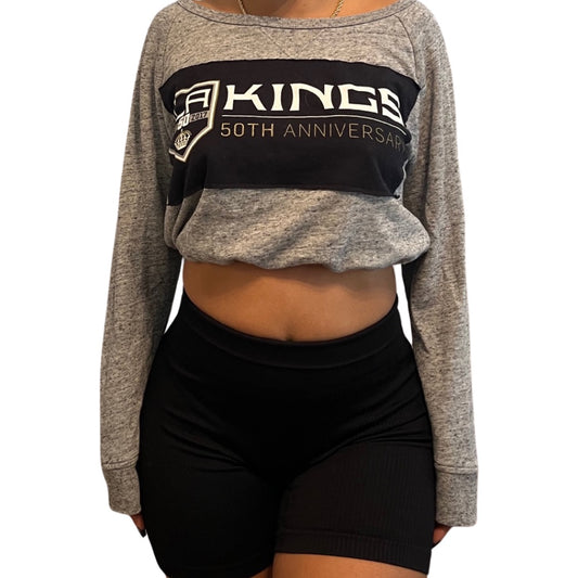 Los Angeles Kings Repurposed Drawstring Crop Sweatshirt