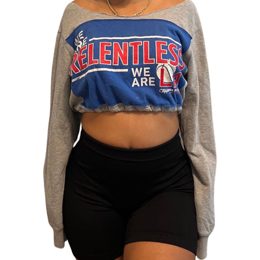 Los Angeles Clippers Repurposed Drawstring Crop Sweatshirt