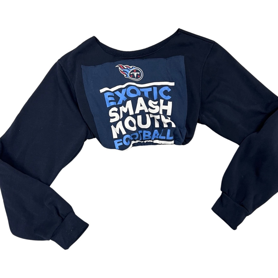 Tennessee Titans Repurposed Drawstring Crop Sweatshirt