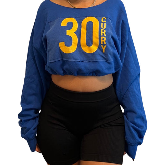 Golden State Warriors Repurposed Drawstring Crop Sweatshirt