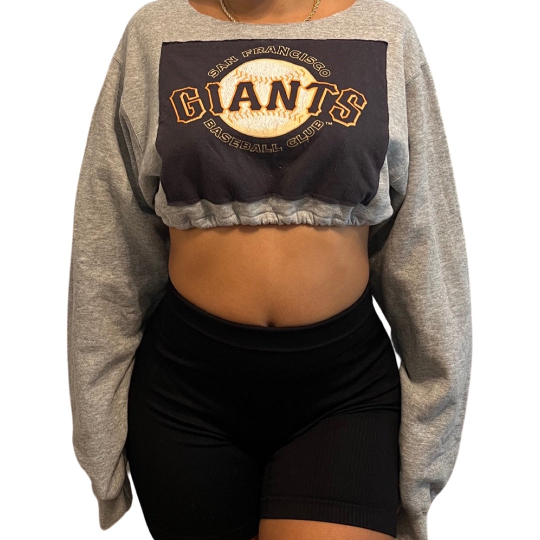 San Francisco Giants Repurposed Drawstring Crop Sweatshirt