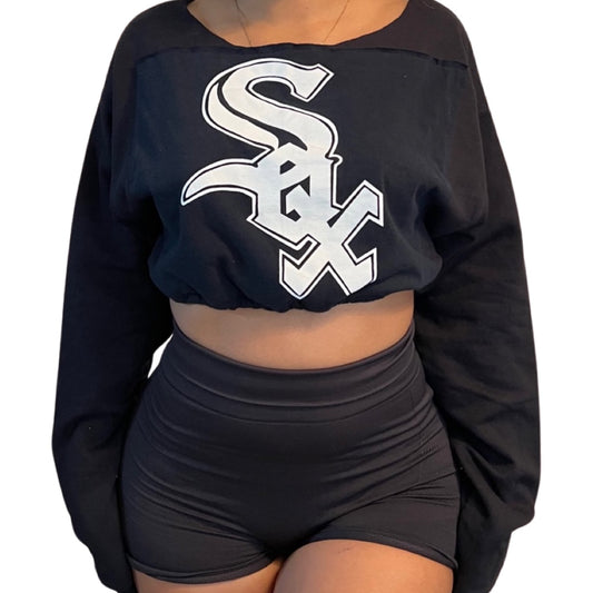 Chicago White Sox Repurposed Drawstring Crop Sweatshirt